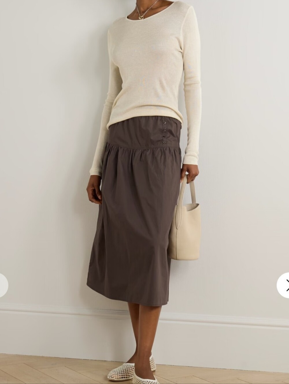 New Deiji Studios Button Skirt Chocolate Women's Midi  Size Organic Cotton XS